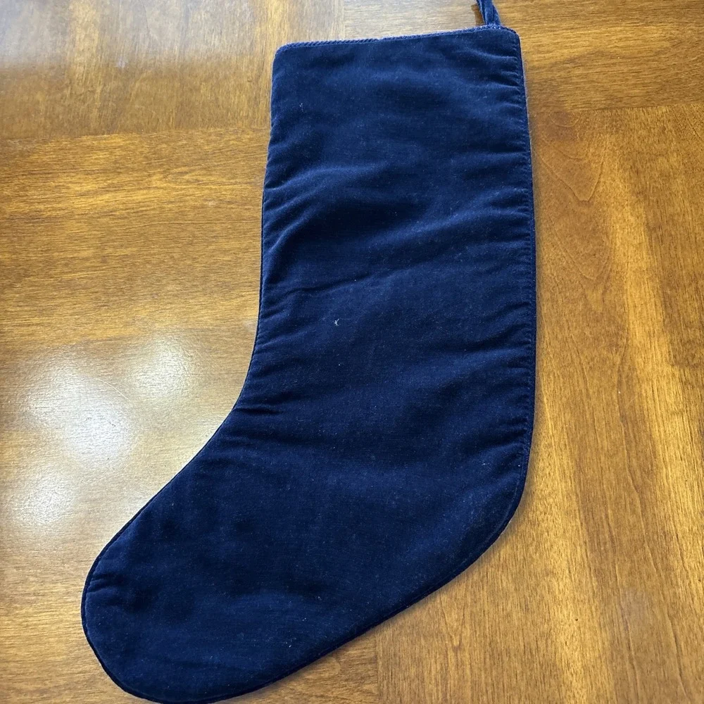 Snowman Children Winter‎ Yarn Needlepoint Christmas Stocking Blue Velvet
